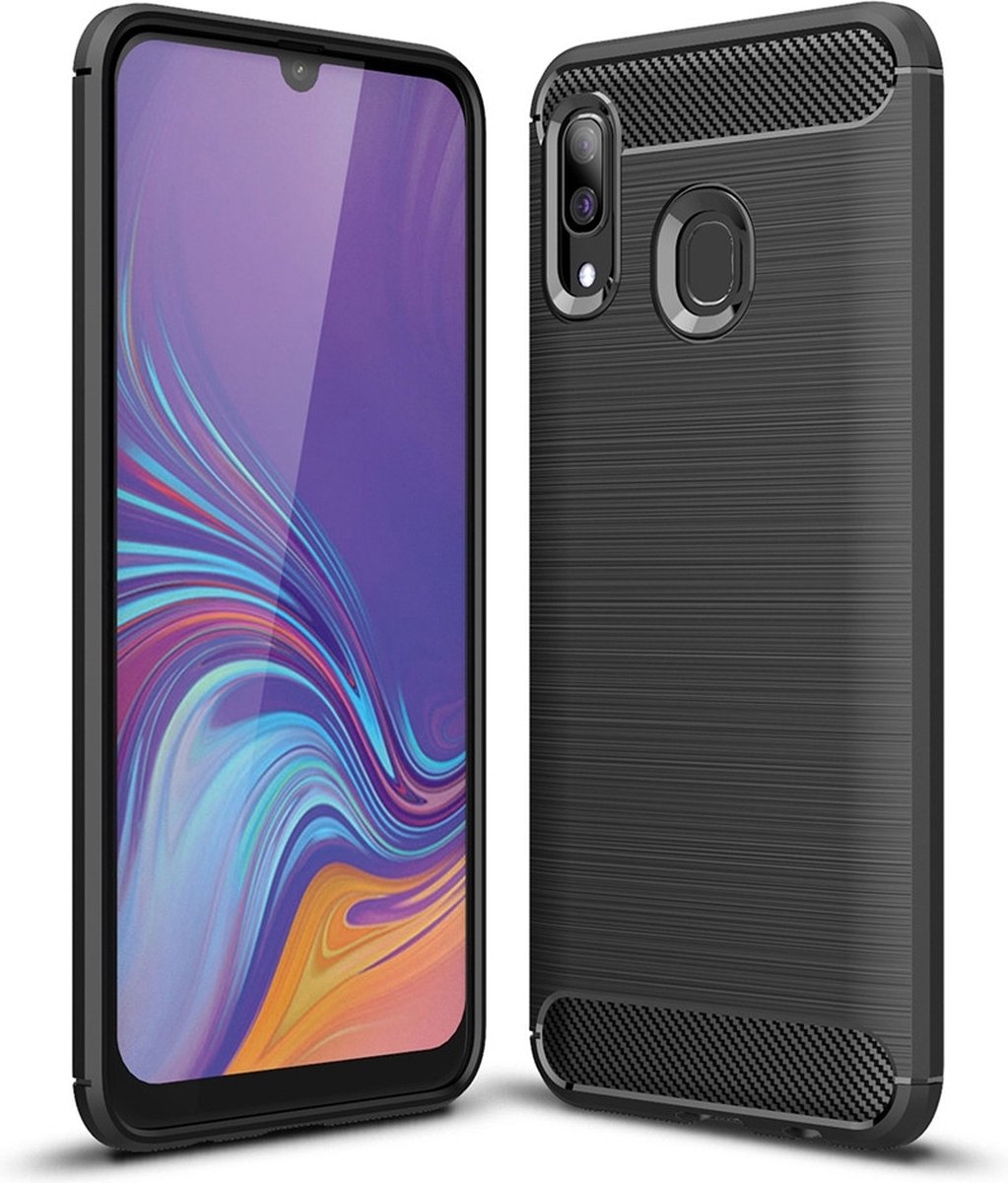 Mobigear Hoesje geschikt voor Samsung Galaxy A40 Telefoonhoesje Flexibel TPU | Mobigear Brushed Slim Backcover | Galaxy A40 Case | Back Cover - Zwart