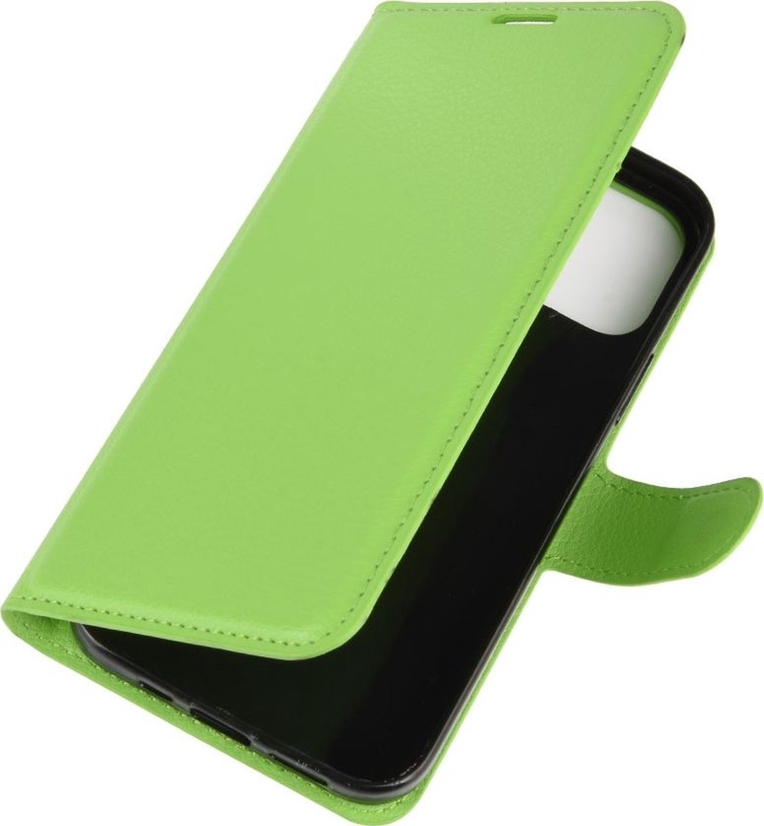Mobigear Telefoonhoesje geschikt voor Apple iPhone 12 Mini Hoesje | Mobigear Classic Bookcase Portemonnee | Pasjeshouder voor 3 Pasjes | Telefoonhoesje voor Pinpas / OV Kaart / Rijbewijs - Groen