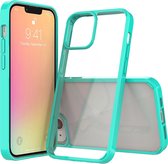 Mobigear Hoesje geschikt voor Apple iPhone 13 Telefoonhoesje Hardcase | Mobigear Crystal Backcover | iPhone 13 Case | Back Cover - Transparant / Turquoise