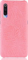 Mobigear Hoesje geschikt voor Xiaomi Mi 9 Telefoonhoesje Hardcase | Mobigear Croco Backcover | Mi 9 Case | Back Cover - Roze