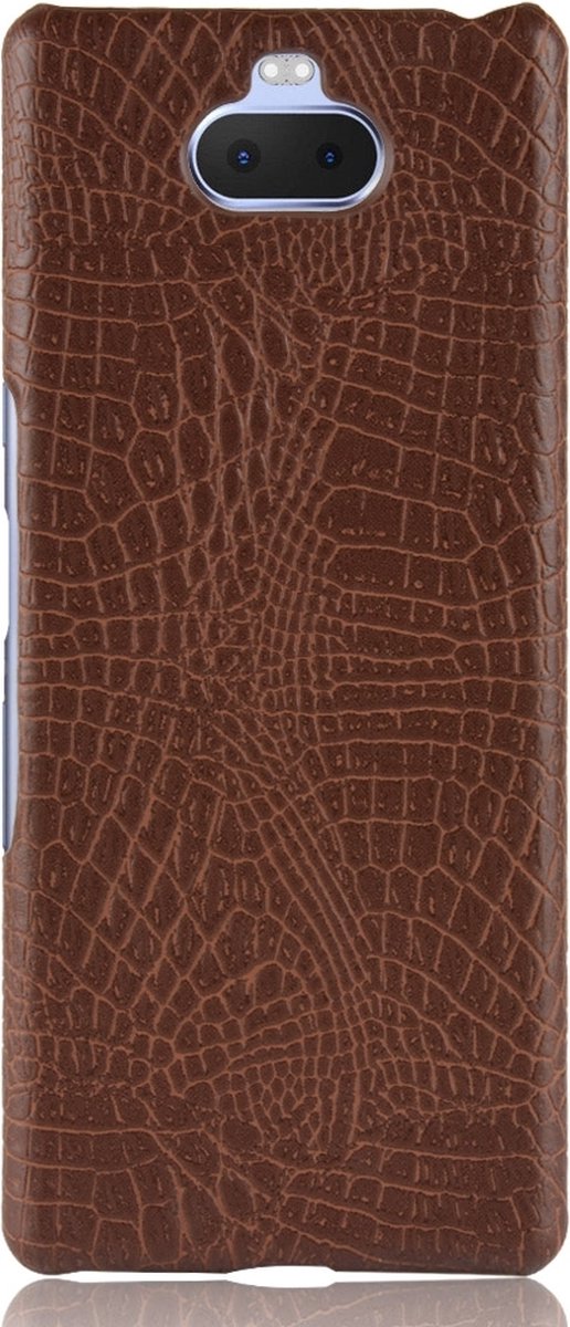 Mobigear Hoesje geschikt voor Sony Xperia 10 Plus Telefoonhoesje Hardcase | Mobigear Croco Backcover | Xperia 10 Plus Case | Back Cover - Bruin