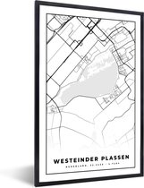 Fotolijst incl. Poster - Stadskaart - Westeinder Plassen - Nederland - Kaart - Plattegrond - 60x90 cm - Posterlijst