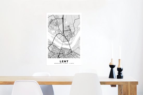 Affiche Carême - Plan de Ville - Zwart Wit - Carte - Nederland - Carte - 40x60 cm