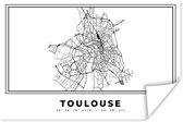 Poster Kaart – Toulouse - Zwart Wit – Plattegrond – Stadskaart - 180x120 cm XXL