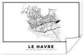 Poster Kaart – Le Havre - Zwart Wit – Plattegrond – Stadskaart - 90x60 cm