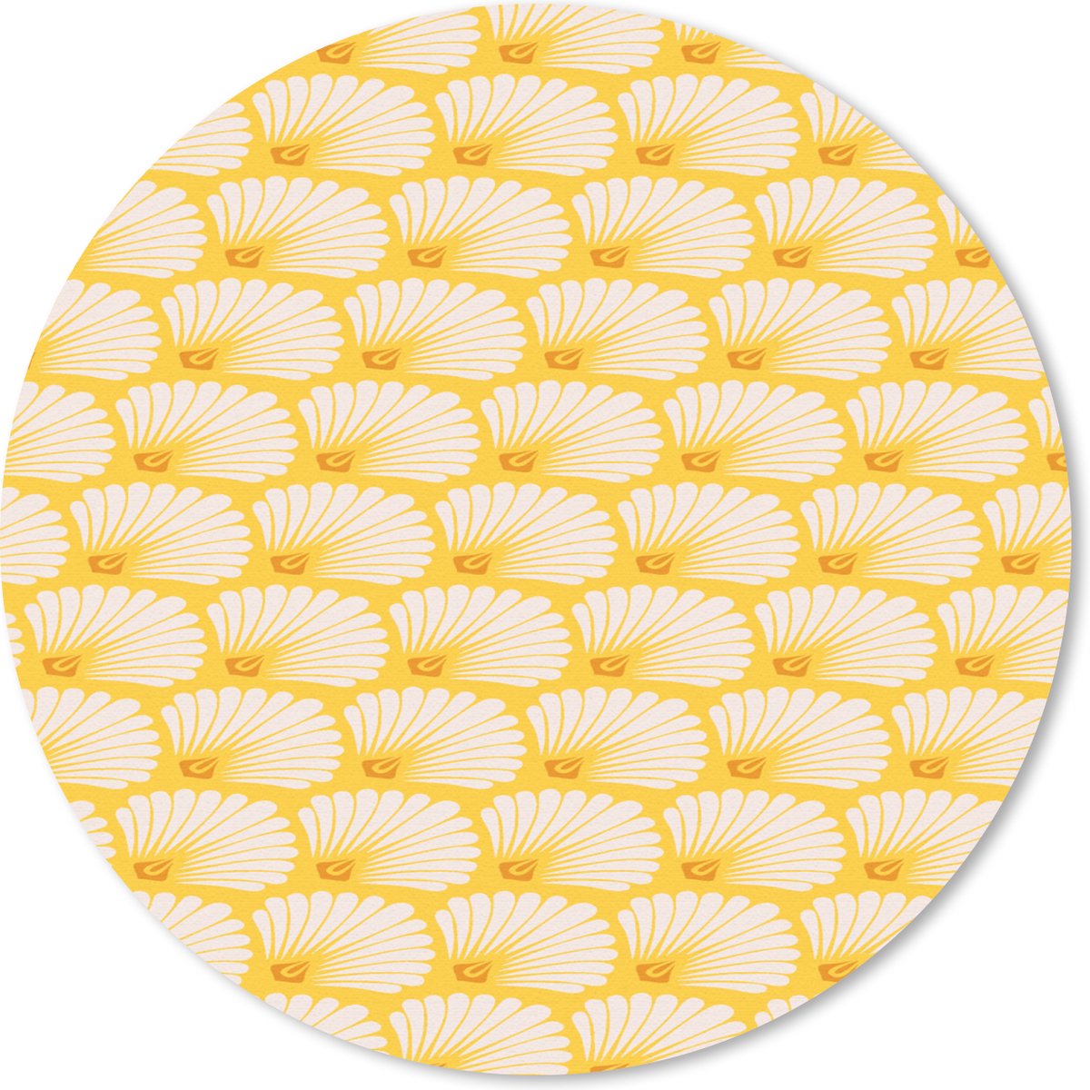 Muismat rond 20x20 cm - Mousepad Art Deco - Design - Schelp - Geel - Ronde muismatten