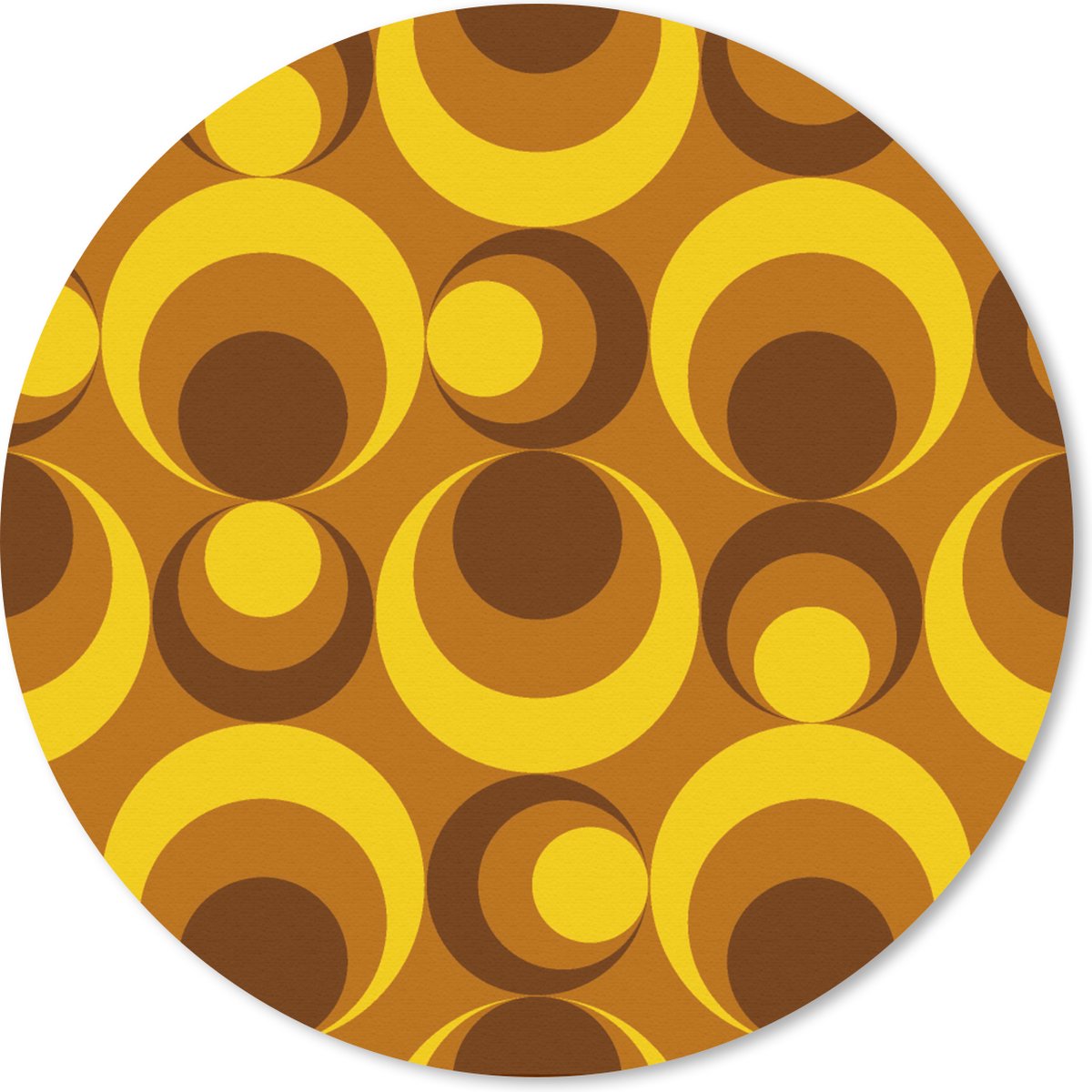 Muismat rond 30x30 cm - Mousepad Patronen - Retro - Bruin - Geel - Ronde muismatten