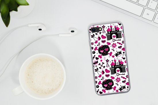 Coque iPhone SE 2020 - Meiden - Kroon - Cœur - Motifs - Fille - Enfant - Enfants - Coque de téléphone en Siliconen