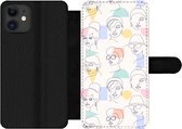 Bookcase Geschikt voor iPhone 11 telefoonhoesje - Meisje - Vrouwen - Patronen - Pastel - Girl - Kids - Kinderen - Kindje - Met vakjes - Wallet case met magneetsluiting