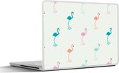 Laptop sticker - 14 inch - Patronen - Jungle - Flamingo - Pastel - 32x5x23x5cm - Laptopstickers - Laptop skin - Cover