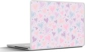Laptop sticker - 10.1 inch - Meiden - Hartjes - Patronen - Girl - Kids - Kinderen - 25x18cm - Laptopstickers - Laptop skin - Cover