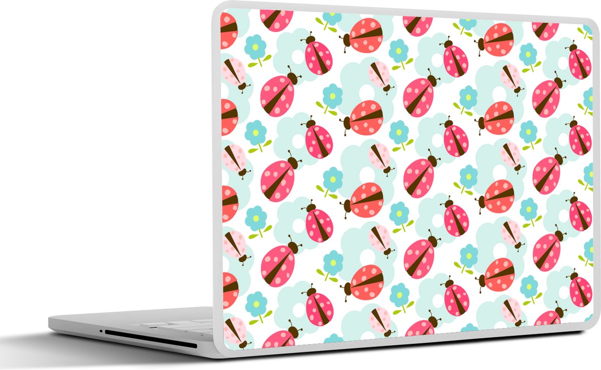 Laptop sticker - 15.6 inch - Meiden - Lieveheersbeestje - Bloemen - Patronen - Girl - Kids - Kinderen - 36x27,5cm - Laptopstickers - Laptop skin - Cover