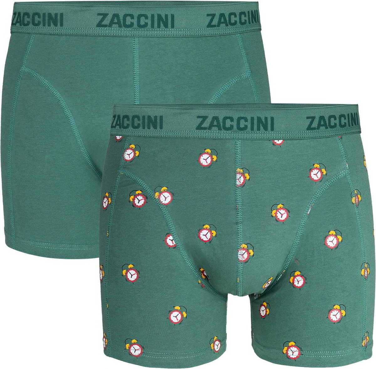 Zaccini - 2-Pack Boxershorts - Good Morning - Wekker - Groen