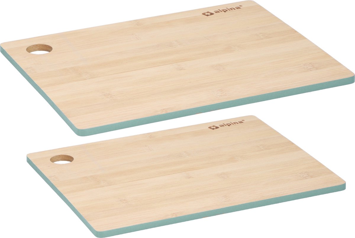 Set van 2x stuks snijplanken groene rand van bamboe hout - 23 x 30 cm en 28 x 38 cm