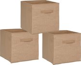 Set van 3x stuks opbergmand/kastmand 29 liter bruin/naturel jute 31 x 31 x 31 cm - Opbergboxen - Vakkenkast manden