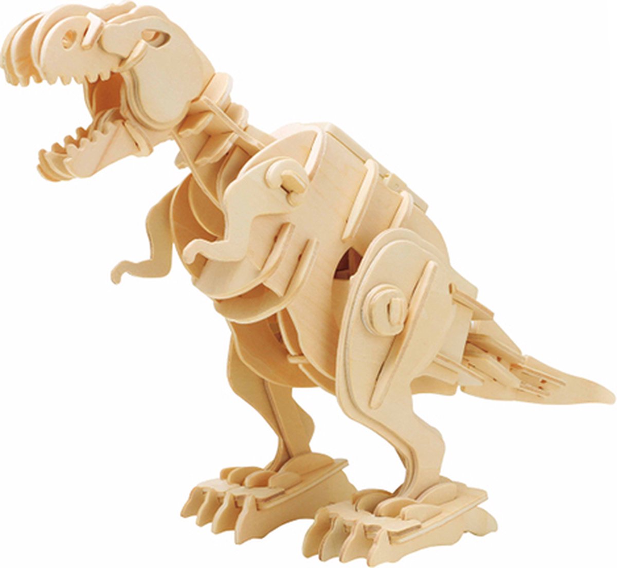 Robotime modelbouwpakket T-Rex dinosaurus hout - 225mm hoog x 315mm lang x 120mm breed - incl. motor en kan lopen en geluid maken