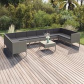 11-delige Loungeset met kussens poly rattan grijs