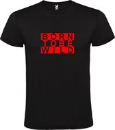 Zwart T shirt met print van " BORN TO BE WILD " print Rood size XXXXL