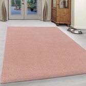 Tapijt voor woonkamer met laagpolige look Gabbeh uni Pink