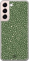 Samsung S22 hoesje siliconen - Green dots | Samsung Galaxy S22 case | groen | TPU backcover transparant