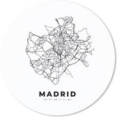 Muismat - Mousepad - Rond - Madrid - Plattegrond - Zwart Wit - 20x20 cm - Ronde muismat - Stadskaart