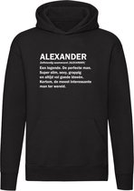 Alexander | Unisex | Trui | Sweater | Hoodie | Capuchon | Zwart | Jongensnaam | Woordenboek | Encyclopedie | Verjaardag | Grappig | Cadeau