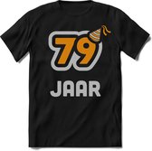 79 Jaar Feest kado T-Shirt Heren / Dames - Perfect Verjaardag Cadeau Shirt - Goud / Zilver - Maat XXL