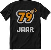 79 Jaar Feest kado T-Shirt Heren / Dames - Perfect Verjaardag Cadeau Shirt - Goud / Zilver - Maat XL