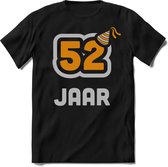 52 Jaar Feest kado T-Shirt Heren / Dames - Perfect Verjaardag Cadeau Shirt - Goud / Zilver - Maat M