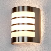 Lindby - Wandlampen buiten - 1licht - roestvrij staal, polycarbonaat - H: 20 cm - E27 - Roestvrij staal, wit