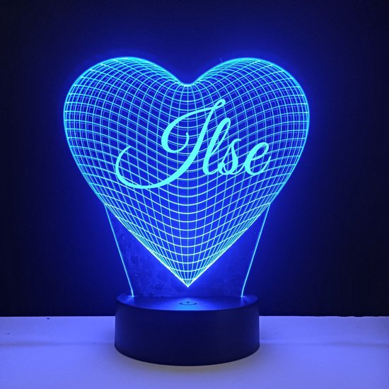 3D LED Lamp - Hart Met Naam - Ilse
