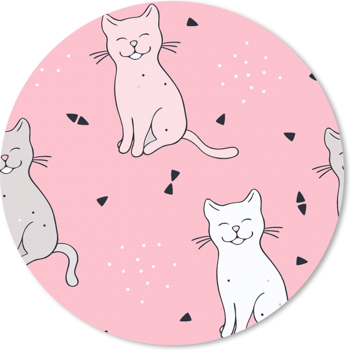 Muismat rond 50x50 cm - Mousepad Kat - Huisdieren - Meisje - Design - Ronde muismatten