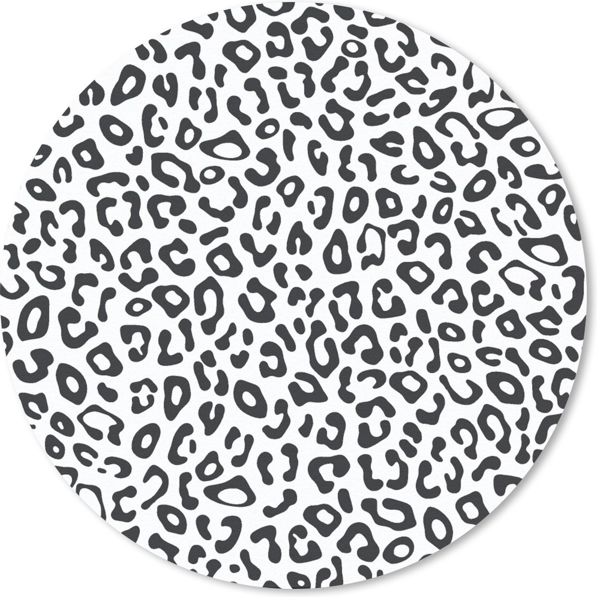 Muismat rond 20x20 cm - Mousepad Design - Panterprint - Zwart - Wit - Patronen - Ronde muismatten