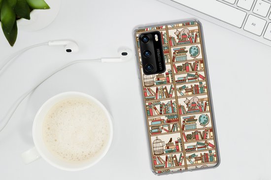Telefoonhoesje Geschikt voor Huawei P40 hoesje - Kat - Boek - Kast - Jongens - Meisjes - Kinderen - Kind - Siliconen Telefoonhoesje Telefoonhoesje