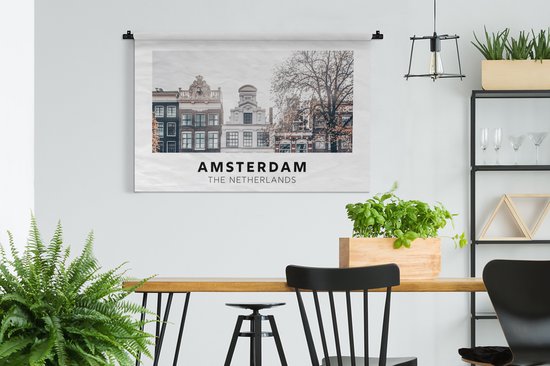 Wandkleed - Wanddoek - Nederland - Amsterdam - Huis - 150x100 cm - Wandtapijt
