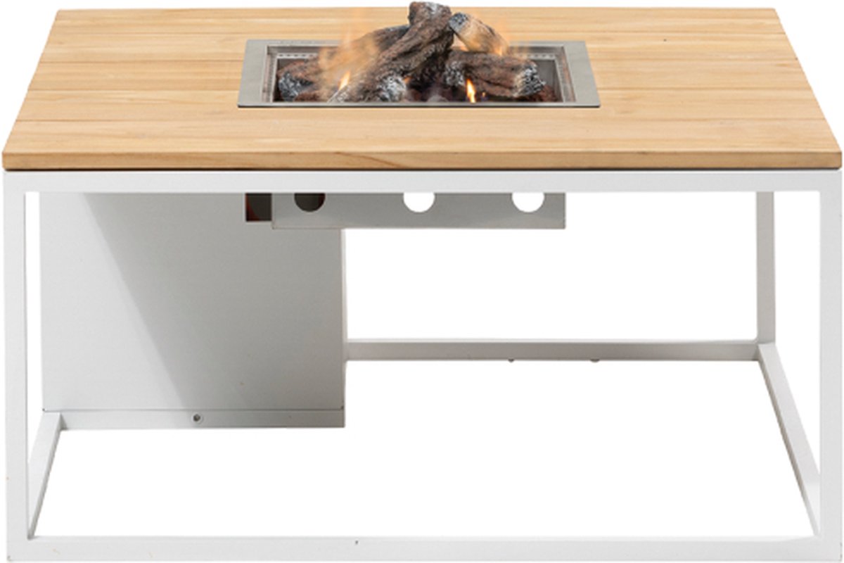 Cosi Cosiloft 100 - Fire Table - White with Teak Tabletop