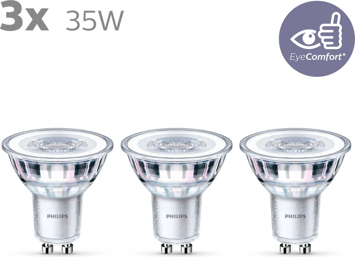 Energiezuinige Philips LED Spot - 35 W - GU10 - warmwit licht - 3 stuks - Bespaar op energiekosten