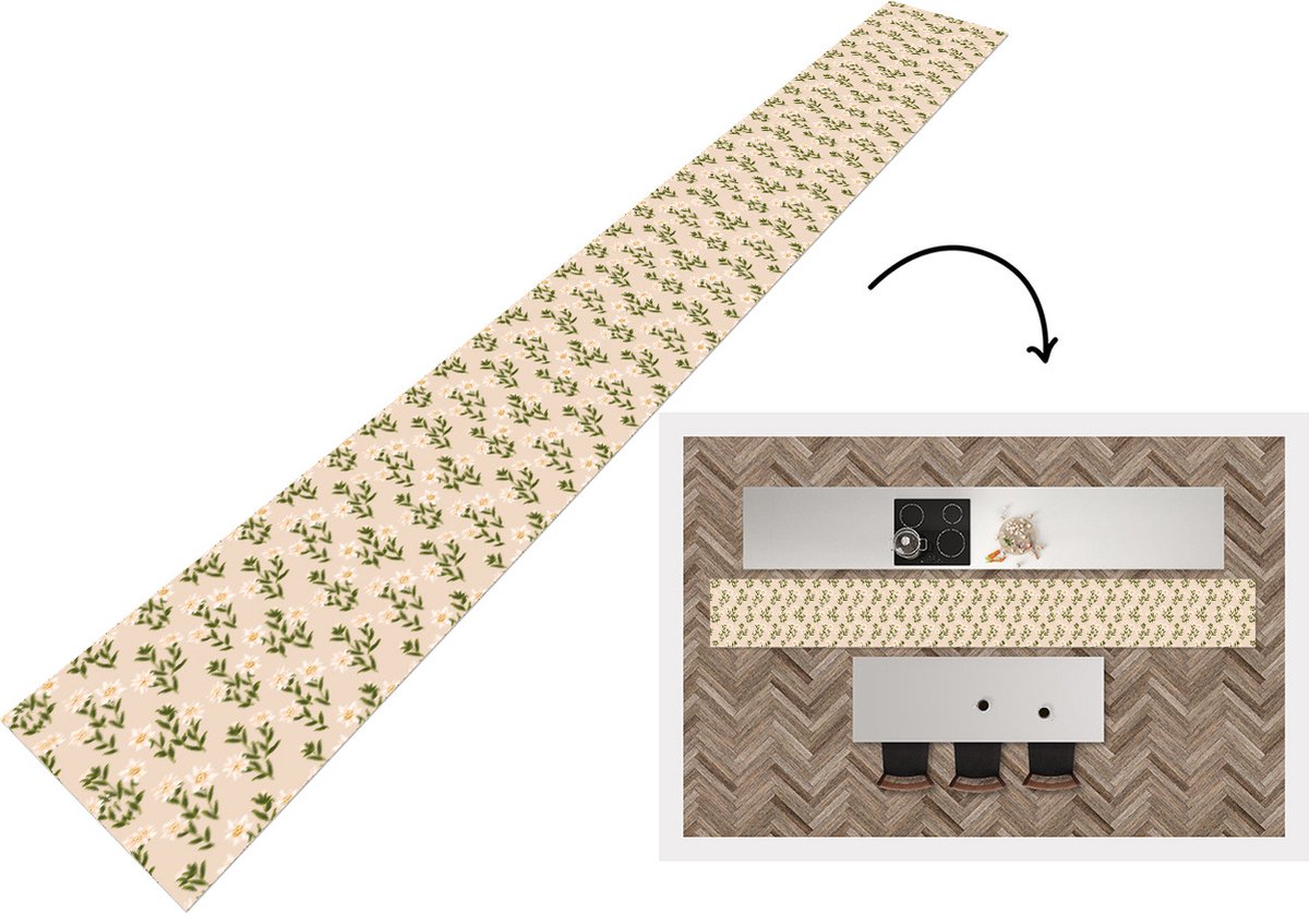 KitchenYeah Keukenloper - Keukenmat - Edelweiss - Bloemen - Patroon - Keuken vloerkleed multicolor, foto 2