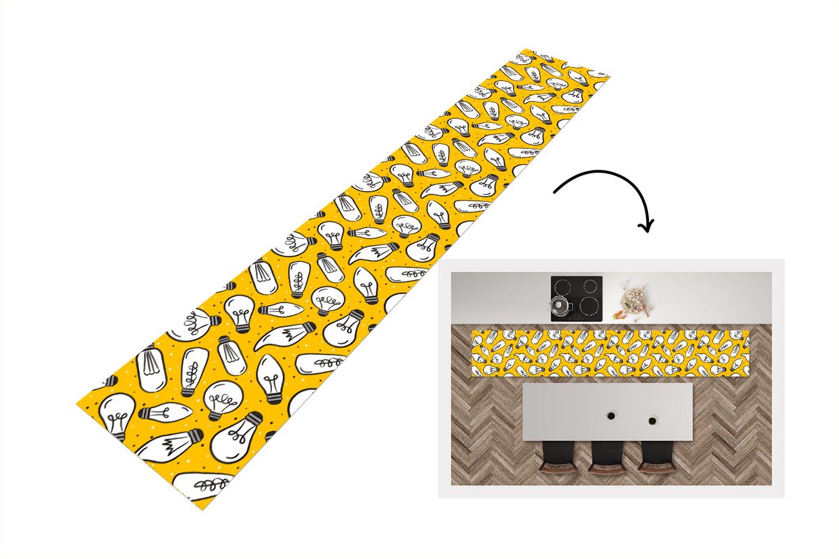 KitchenYeah Keukenloper - Keukenmat - Cartoon - Lampen - Patronen - Keuken vloerkleed Multicolor
