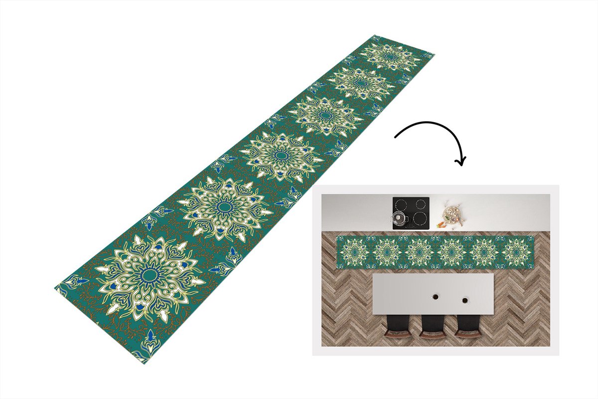 KitchenYeah Keukenloper - Keukenmat - Mandala - Patronen - Zen - 360x60 cm - Keuken vloerkleed Multicolor