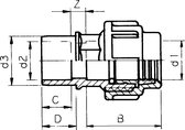 PVC-PE overgangskop. 25/32 x 25mm PN10