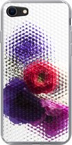 Geschikt voor iPhone SE 2020 hoesje - Klaproos - Bloemen - Glas - Siliconen Telefoonhoesje