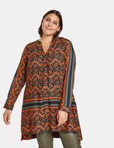 SAMOON Dames Tuniek van EcoVero-viscose Glowing Orange gemustert-46