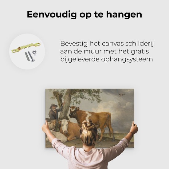 Artaza Toile Peinture Le Taureau - Paulus Potter - 90x60 - Art - Impression sur Toile