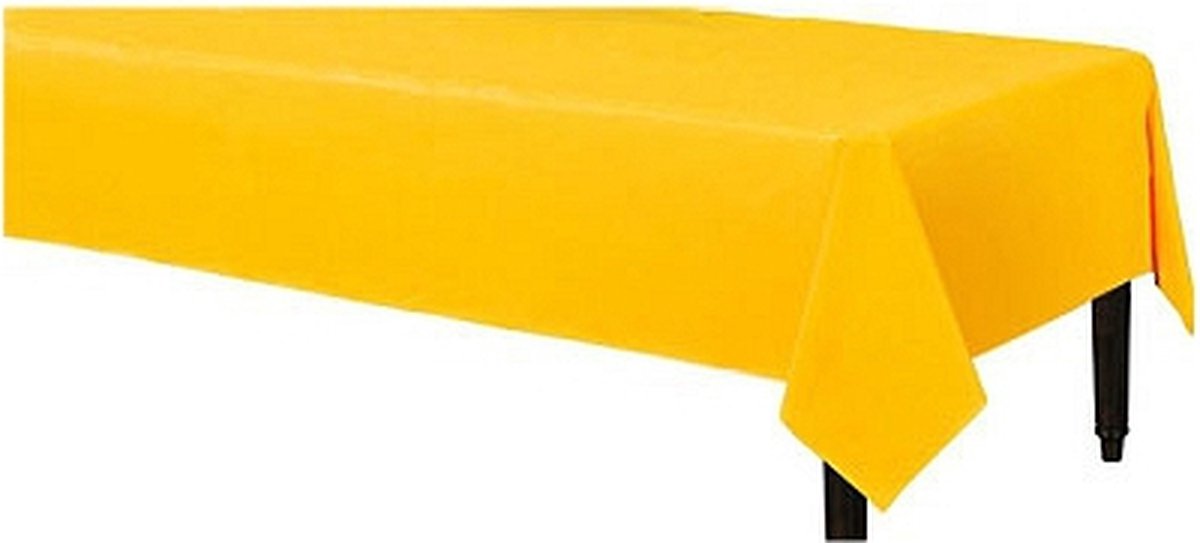 Pasen/Paasontbijt tafelkleed geel 140 x 240 cm van plastic - wegwerp tafelkleden