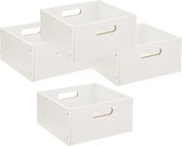 Set van 4x stuks opbergmand/kastmand 14 liter wit van hout 31 x 31 x 15 cm - Opbergboxen - Vakkenkast manden