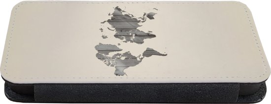 Etui pour iPhone XR Bookcase - Wereldkaart - Bois - Étagère - Avec compartiments - Etui portefeuille avec fermeture magnétique