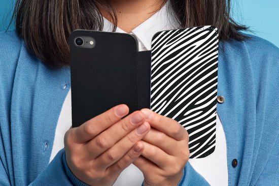 Étui pour téléphone iPhone 7 Bookcase - Imprimé animal - Zebra - Zwart - Avec poches - Étui portefeuille avec fermeture magnétique