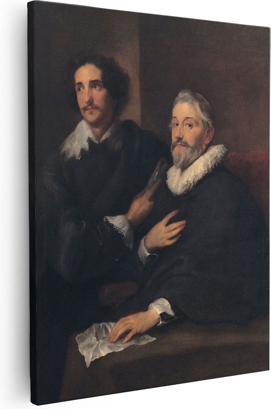 Artaza Canvas Schilderij Portret van Lucas en Cornelis de Wael - Antoon van Dyck - 80x100 - Groot - Kunst - Wanddecoratie