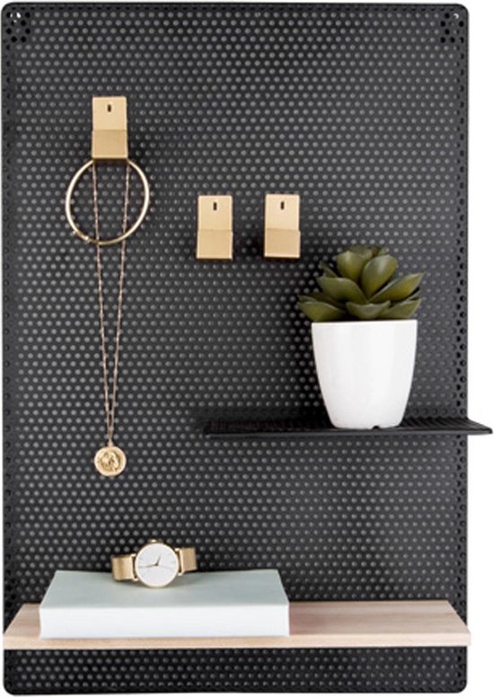 Pt, (Present Time) Perky Mesh - Tableau mémo - Fer - 10,5 x 34,5 x 52,2 cm - Noir